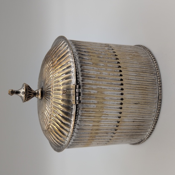 Silver and Gold Toned Decorative Trinket Jewelry Box - Picture 3 of 11